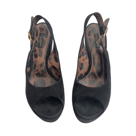 Dolce & Gabbana black suede wedges size 38.5 - Picture 1 of 7